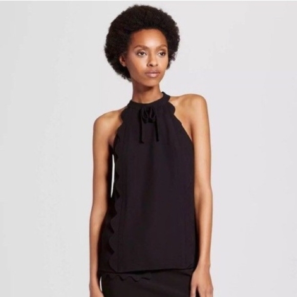 Victoria Beckham for Target Black Halter Ruffle Top Size Small EUC - Picture 3 of 9